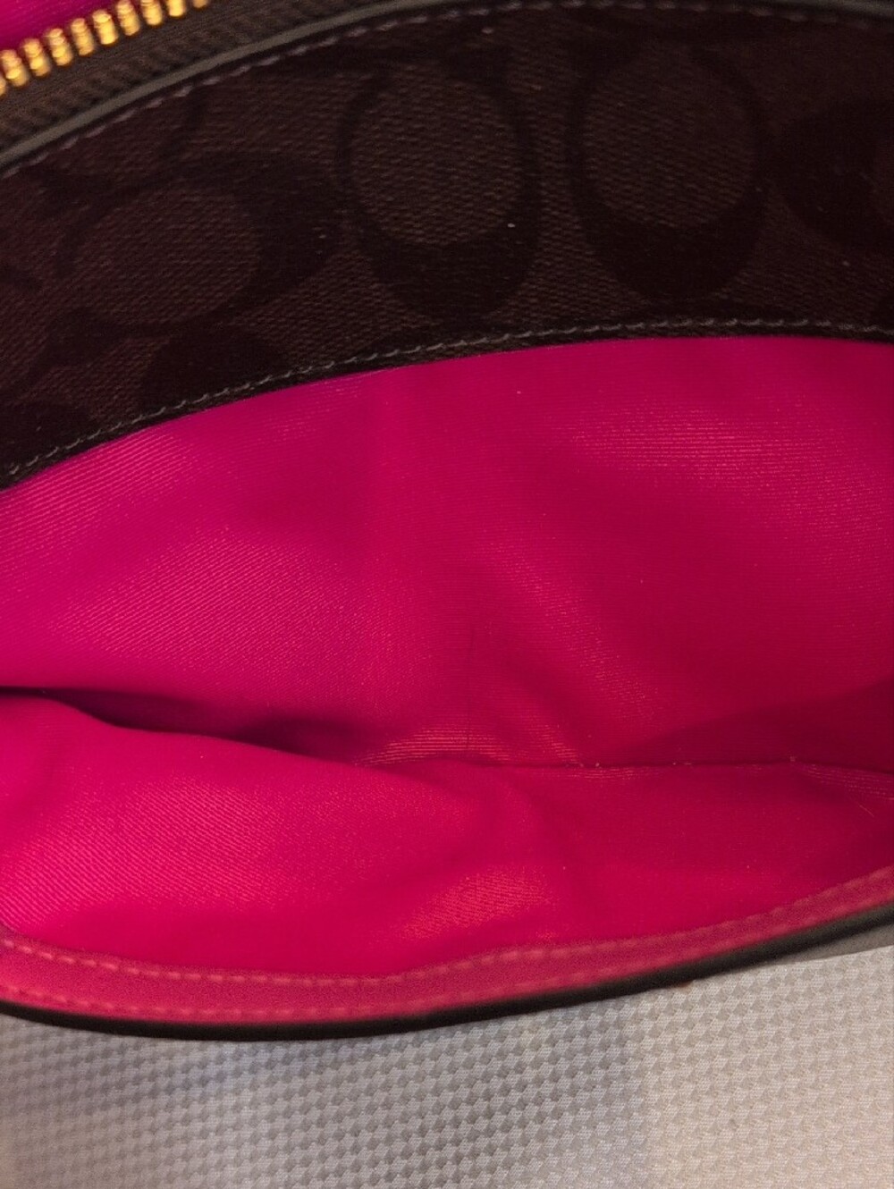 COACH Brown Signature East/West Pop Crossbody with Pink Trim and Strap - Picture 4 of 7